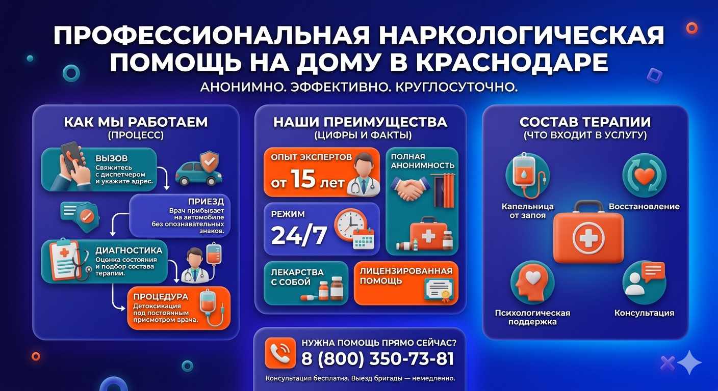 Инфографика о принципах лечения алкоголизма на дому в Суздали: этапы вызова нарколога, преимущества анонимной детоксикации и состав медицинской помощи.
